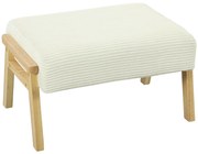 HOMCOM Taburet tapitat cu pernă moale picioare din lemn suport pentru picioare cu aspect de catifea Crem | Aosom Romania
