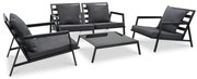 vidaXL Set mobilier grădină cu perne, 4 piese, gri, închis aluminiu