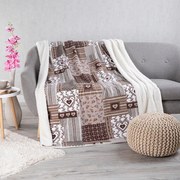 Pătură cu blăniță PATCHWORK bej 150 x 200 cm