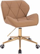 HR111K Scaun Caramel Piele Ecologica Premium Soft cu Bază Aurie