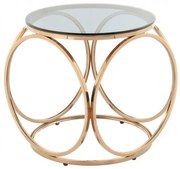 Masuta de cafea rotunda din sticla Whitney 50x50x52 gri/auriu