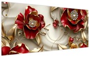 Tablou - Flori 3D Roșu-Auriu (120x50 cm)