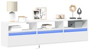 vidaXL Comodă TV de perete cu lumini LED, alb, 180x31x45 cm