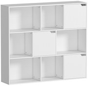 HOMCOM Bibliotecă cu Cuburi cu 6 Secțiuni Deschise și 3 Închise din Lemn Alb | Aosom Romania