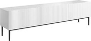 Comodă TV Nicole 200 cm cu picioare metalice și sertar - alb mat / picioare negre
