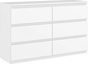 HOMCOM Comodă cu 6 Sertare și Picioare Antiderapante din Lemn, 120x39x75 cm, Alb | Aosom Romania
