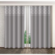 Draperie decorativă culoarea gri cu motiv geometric Lungime: 250 cm