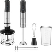 Mixer vertical 5 in 1 Zilan ZLN3939, Putere 1200W, 12 trepte de viteza, Functie Turbo, Afisaj digital, Inox