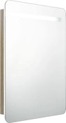 vidaXL Dulap de baie cu oglindă și LED, alb și stejar, 60x11x80 cm