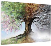Tablou pe sticlă - Arborele celor patru anotimpuri (70x50 cm)