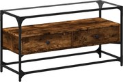 vidaXL Dulap TV blat sticlă stejar fumuriu 98x35x51 cm lemn prelucrat