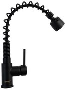 Baterie bucatarie TRENDY'S, negru mat , para de dus extractabila