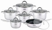 Set oale cu capac Rosberg R51210L12, 12 piese, Fund multistrat, 2.0-6.5 litri, Inductie, Inox
