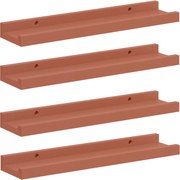 vidaXL Raft de perete cu raft 4 pcs Roșu 40 x 9 x 3 cm Lemn compozit