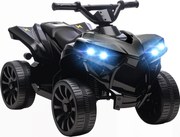 AIYAPLAY ATV Electric 6V pentru Copii, Vehicul cu 4 Roți cu Muzică și Faruri LED, pentru Vârste între 3-8 Ani, Negru | Aosom Romania