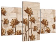 Tablou cu abstracția florilor - maro (90x60 cm)