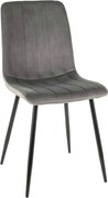 Scaun tapitat stofa catifelata ALAN, gri/negru, 45x39x91 cm