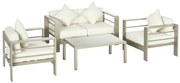 Outsunny Set de mobilier de gradina din 4 piese, cadru de aluminiu, mobilier de curte, cu sezut cu perne gros, 2 scaune | Aosom Romania