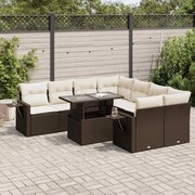 vidaXL Set canapele de grădină cu perne, 9 piese, maro, poliratan