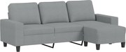 vidaXL Canapea cu 3 locuri și taburet, gri deschis, 180 cm, textil
