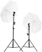 vidaXL Kit lumini studio foto, trepiede+umbrele