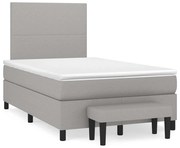 vidaXL Pat box spring cu saltea, gri deschis, 120x190 cm, textil