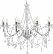 vidaXL Candelabru cu mărgele, argintiu, 8 becuri E14