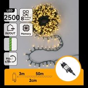 Aigostar - Ghirlandă LED de Crăciun pentru exterior 2500 LED/8 funcții 53 m IP44 alb cald