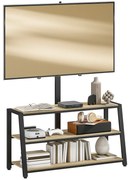 HOMCOM Mobilier TV cu suport pentru televizoare de la 32 la 70 de inci, rafturi deschise, unghi ajustabil 35°, 108x41x135cm, efect lemn natural | Aosom Romania