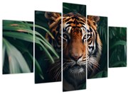 Tablou - Portretul unui tigru în junglă (150x105 cm)
