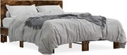 vidaXL Cadru de pat, stejar afumat 135x190 cm lemn prelucrat și metal