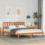 vidaXL Cadru de pat Maro ceruit 135 x 190 cm Lemn masiv de pin
