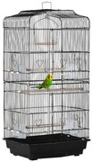 PawHut Colivie pentru Papagali cu Stinghii, Leagan și Boluri, Volieră din Metal și Plastic, 46.5x35.5x92 cm, Negru | Aosom Romania