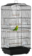 PawHut Colivie pentru Papagali cu Stinghii, Leagan și Boluri, Volieră din Metal și Plastic, 46.5x35.5x92 cm, Negru | Aosom Romania