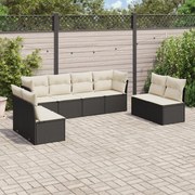 vidaXL Set mobilier de grădină cu perne, 8 piese, negru, poliratan