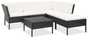 vidaXL Set mobilier de grădină cu perne, 6 piese, negru, poliratan