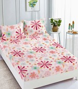 Husa de pat cu elastic cocolino + 2 Fete de Perna, Flori Colorate