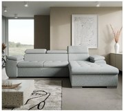 Colțar extensibil în L PADUA, cu spațiu de depozitare, gri, pe partea dreaptă