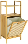 Casaria Raft de bambus cu coș de rufe DORIS, 40x30x95cm, maro/crem