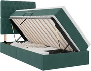 vidaXL Pat cu saltea și spațiu de depozitare Verde închis 90 x 190 cm
