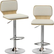 HOMCOM Set de 2 scaune înalte de bucătărie rotative 360° reglabile 81-102 cm tapițate cu in bej | Aosom Romania