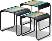 vidaXL Mese suprapuse, 3 piese, lemn masiv reciclat