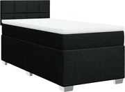 vidaXL Pat box spring cu saltea, negru, 90x200 cm, textil