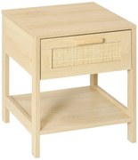 HOMCOM Noptieră Modernă din MDF, Design cu Sertar și Raft pentru Depozitare, 40x40x48 cm, Culoare Lemn Natur | Aosom Romania