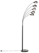 Lampa de podea de design neagră cu sticlă fumurie cu 5 lumini - Sixties Marmo