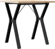 vidaXL Masă bucătărie, cadru Y, 70x70x75,5 cm lemn masiv pin și Oţel