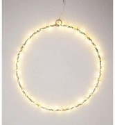 Decorațiune de Crăciun luminoasă Cerc, 30 cm,argintiu, LED alb cald, cu baterii