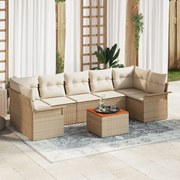 vidaXL Set de canapele pentru grădină 8 pcs Bej Rattan poli