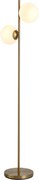 HOMCOM Lampă de Podea cu 2 Lumini și Abajururi Sferice, Lampă de Podea cu Comutator de Picior, Soclu E27, 39x28x165 cm, Aur | Aosom Romania