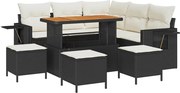 vidaXL Set de canapele pentru grădină cu pernă 9 pcs Negru poliratan